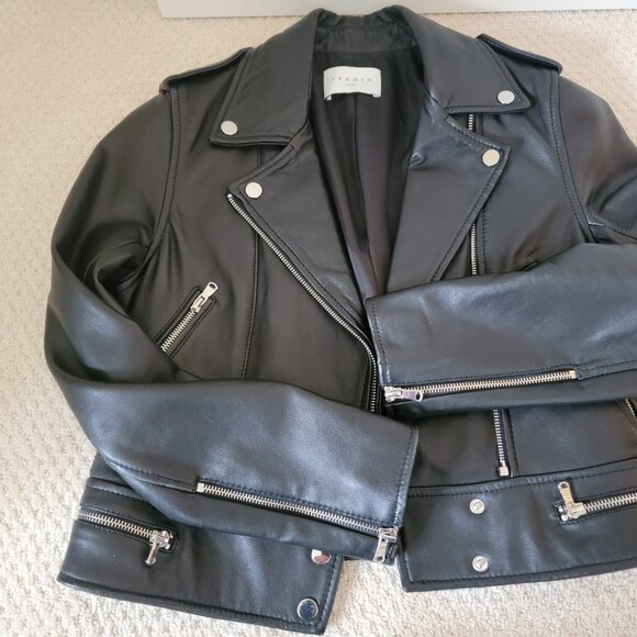 Sandro Leather Biker Jacket | Size US 2-4 | 100% Soft Lamb Leather - Picture 8 of 12